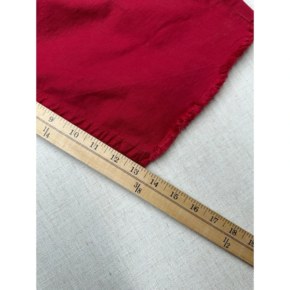 True Religion Ricky Flap Red Relaxed Straight Denim Shorts Mens 42 Raw Hem